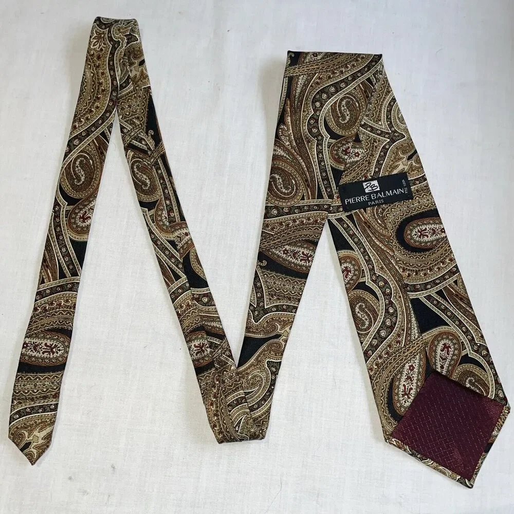 Pierre Balmain Men’s Dress Tie Size 56” Gold Paisley Business Formal City